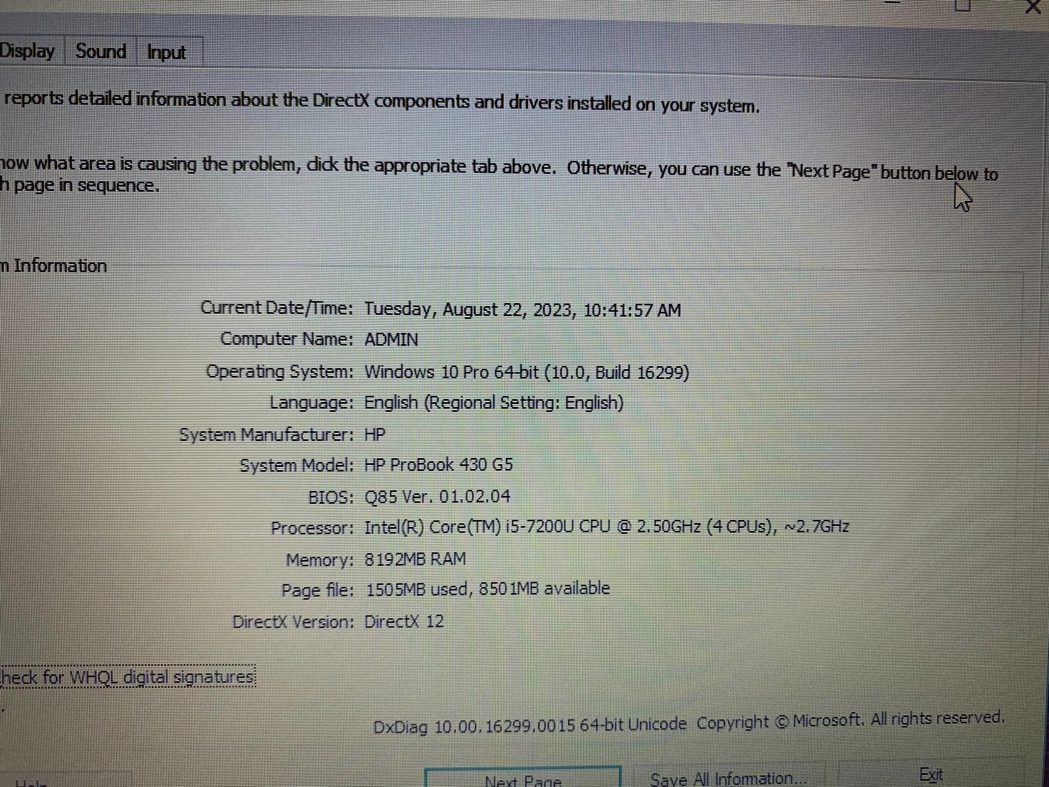 Hp Probook 430G5 I5-7200u Ram 8G Ssd 128G 